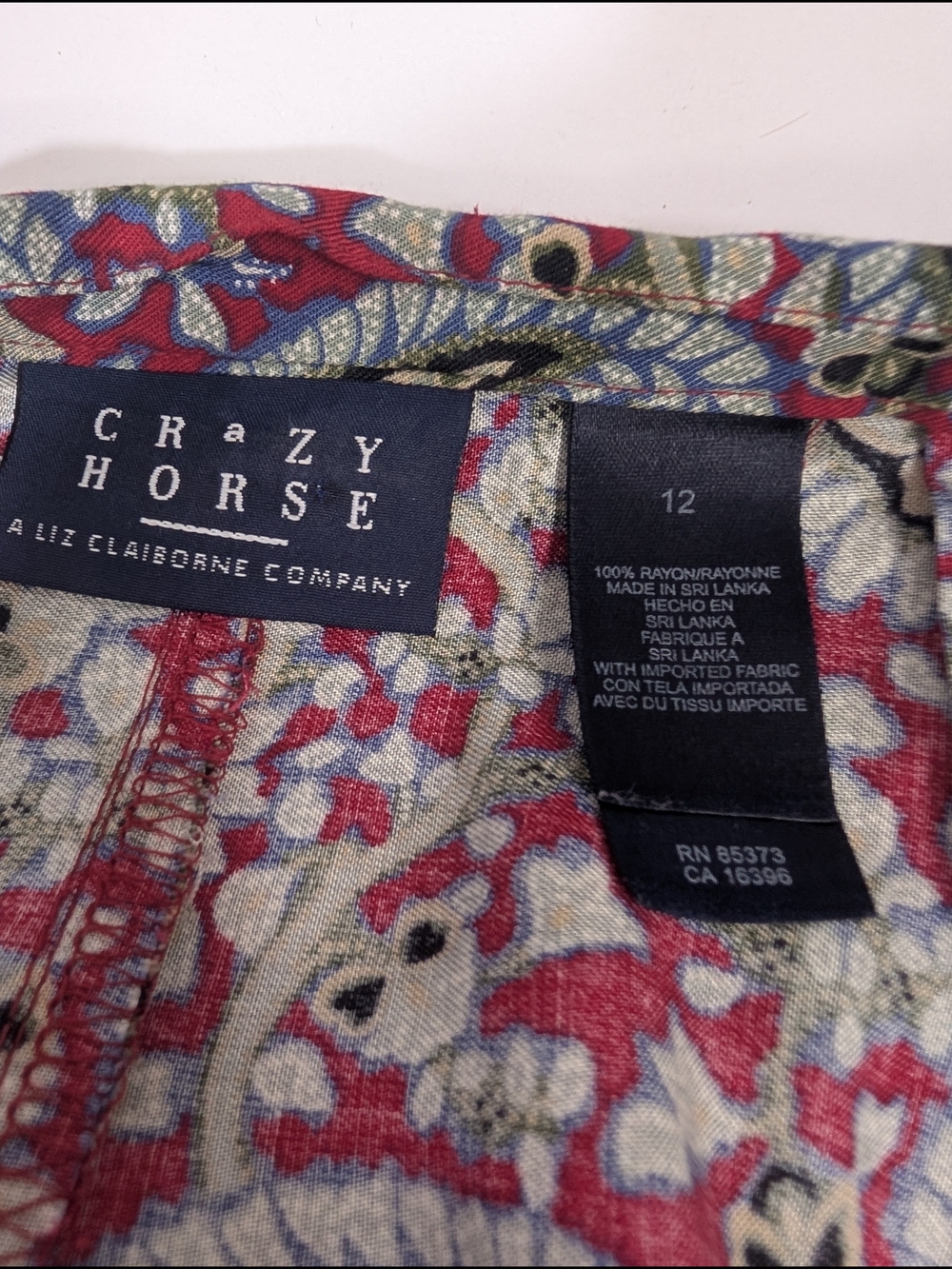 Crazy Horse Liz Claiborne Paisley Knee Length Skirt Boho 90s Vintage Size 12 - Picture 4 of 9